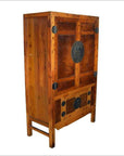 19th Century Chinese Antique Armoire with Burl Wood Panels and Brass Hardware-4. Asian & Chinese Furniture, Art, Antiques, Vintage Home Décor for sale at FEA Home