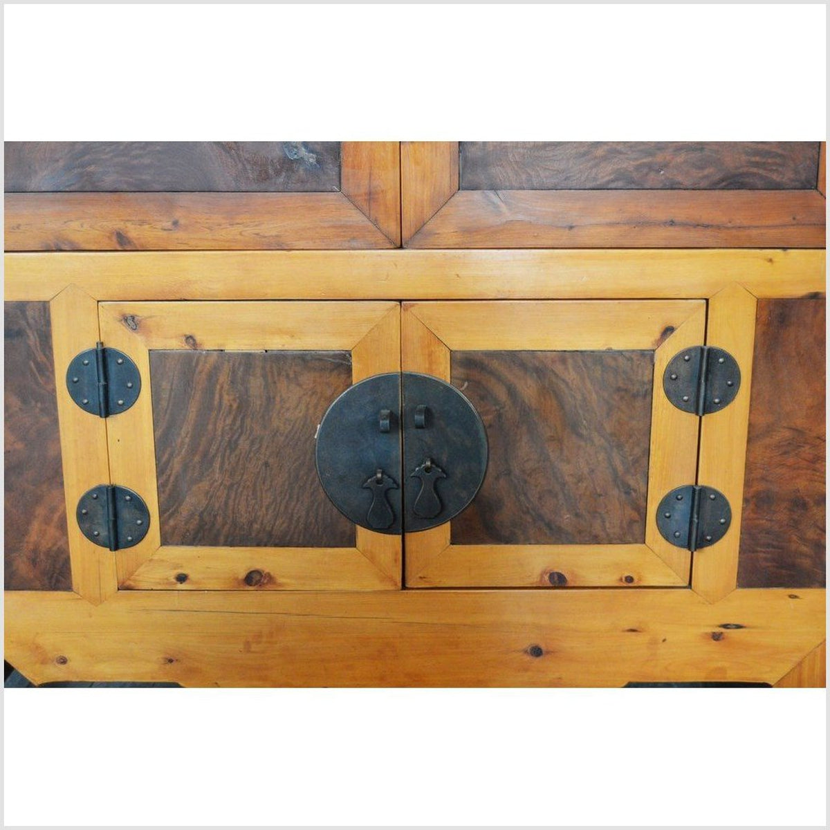 19th Century Chinese Antique Armoire with Burl Wood Panels and Brass Hardware-6. Asian & Chinese Furniture, Art, Antiques, Vintage Home Décor for sale at FEA Home