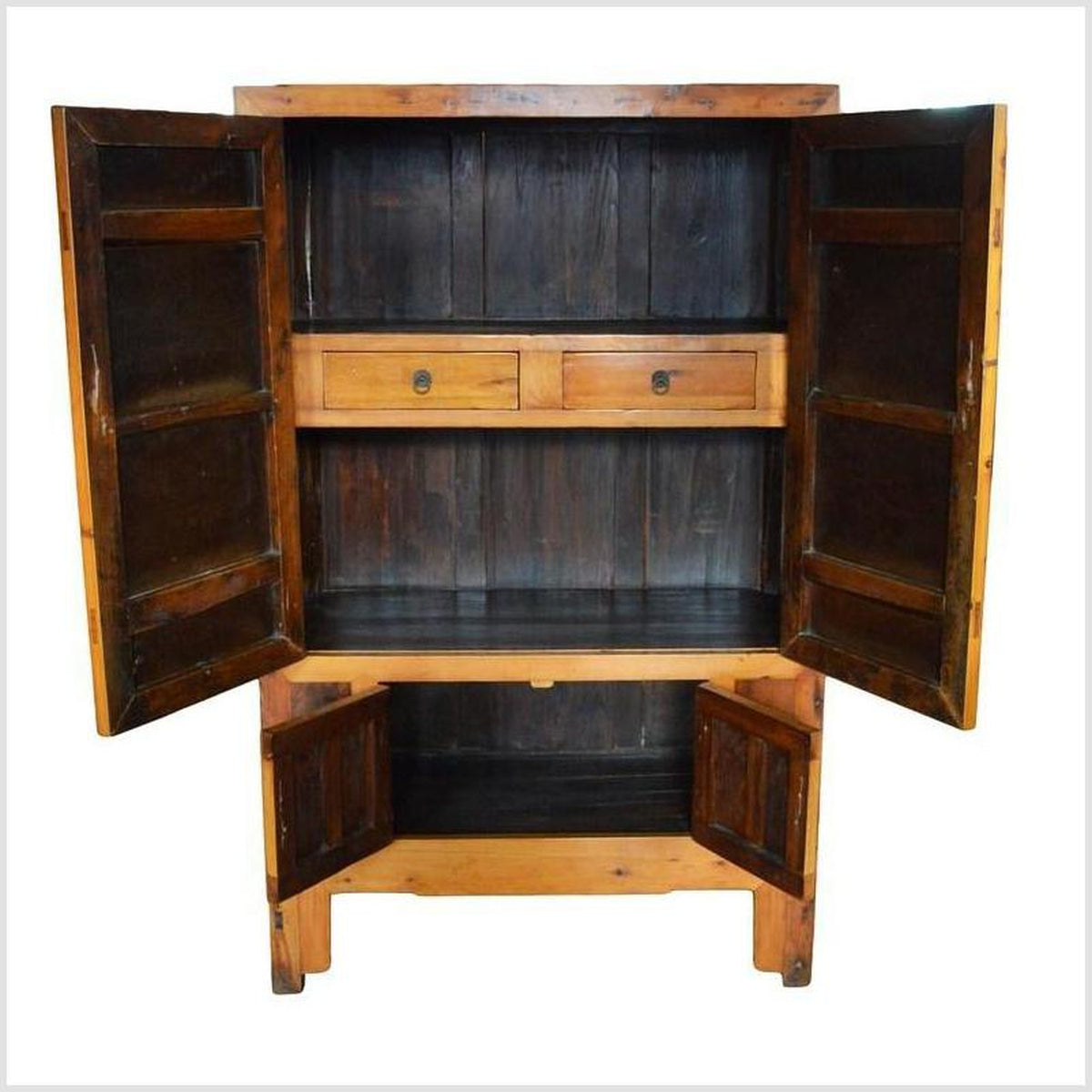 19th Century Chinese Antique Armoire with Burl Wood Panels and Brass Hardware-7. Asian & Chinese Furniture, Art, Antiques, Vintage Home Décor for sale at FEA Home