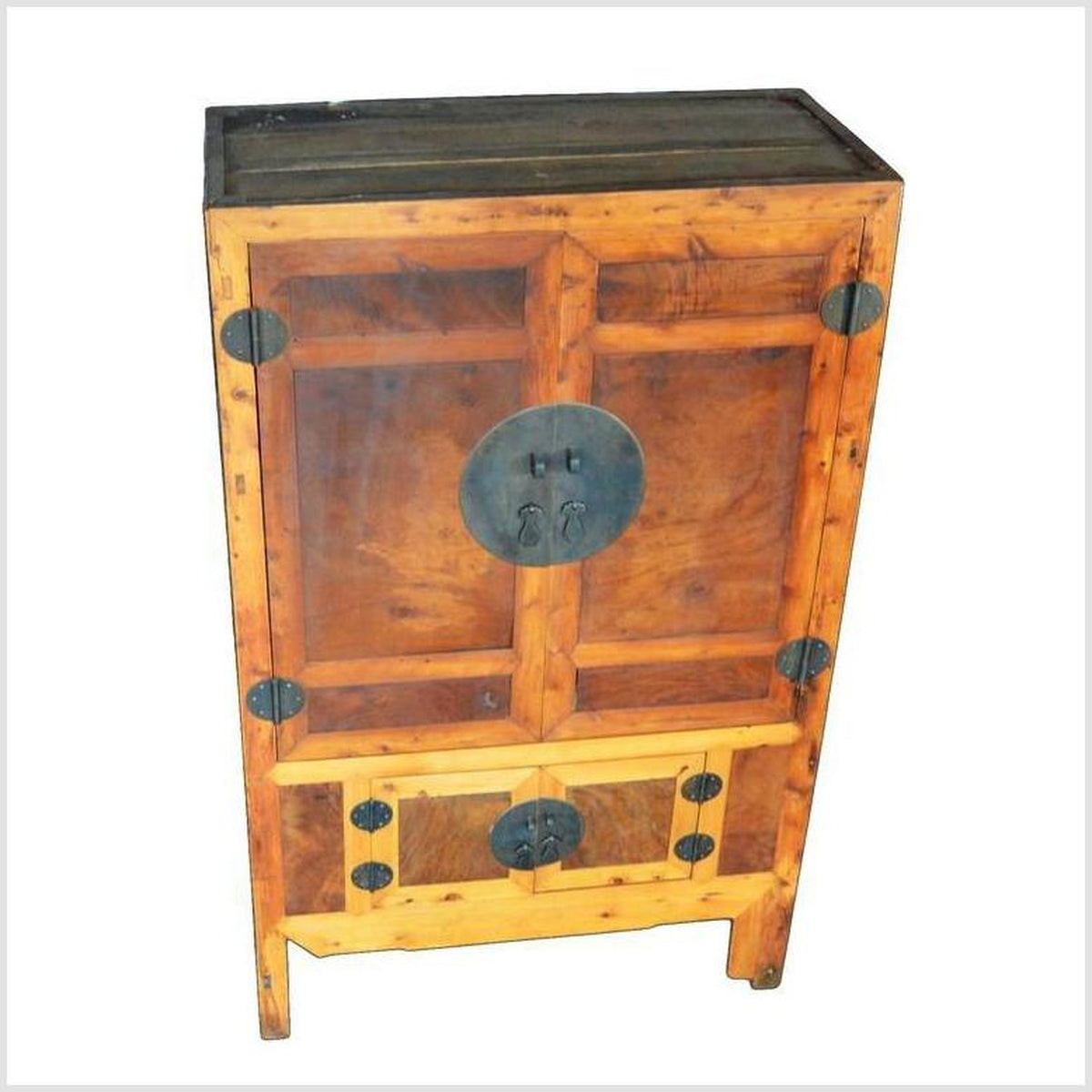 19th Century Chinese Antique Armoire with Burl Wood Panels and Brass Hardware-8. Asian & Chinese Furniture, Art, Antiques, Vintage Home Décor for sale at FEA Home