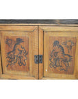 19th Century Chinese Four-Door Low Wooden Cabinet with Hand-Painted Scenes-3. Asian & Chinese Furniture, Art, Antiques, Vintage Home Décor for sale at FEA Home