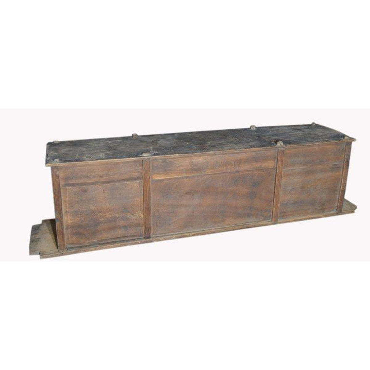 19th Century Chinese Four-Door Low Wooden Cabinet with Hand-Painted Scenes-8. Asian & Chinese Furniture, Art, Antiques, Vintage Home Décor for sale at FEA Home