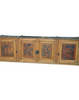 19th Century Chinese Four-Door Low Wooden Cabinet with Hand-Painted Scenes-1. Asian & Chinese Furniture, Art, Antiques, Vintage Home Décor for sale at FEA Home
