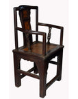 19th Century Chinese Hand-Carved Yumu Wood Armchair with Painted Scenes-6. Asian & Chinese Furniture, Art, Antiques, Vintage Home Décor for sale at FEA Home