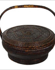 19th Century Chinese Handwoven and Painted Bamboo and Rattan Basket with Handle-1. Asian & Chinese Furniture, Art, Antiques, Vintage Home Décor for sale at FEA Home