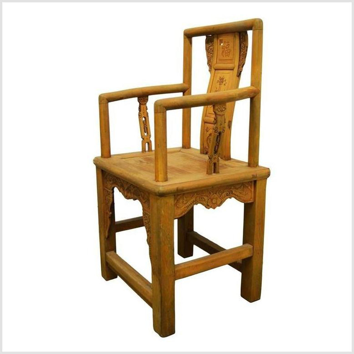 19th Century Chinese Lacquered Carved Elmwood Chair with Traditional Motifs-5. Asian & Chinese Furniture, Art, Antiques, Vintage Home Décor for sale at FEA Home
