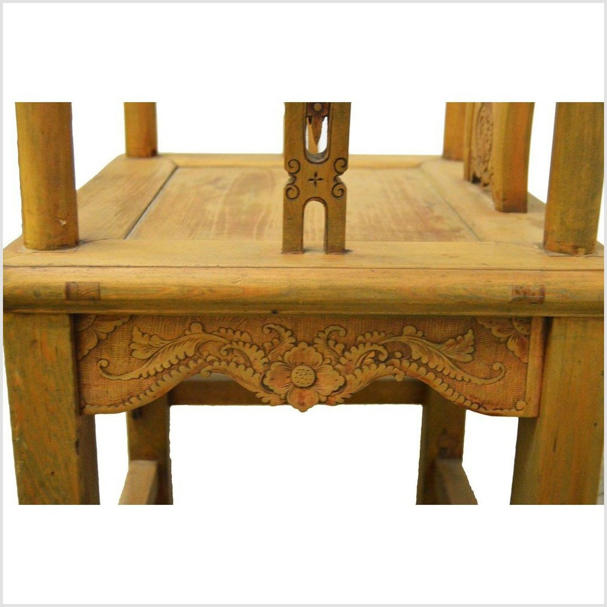 19th Century Chinese Lacquered Carved Elmwood Chair with Traditional Motifs-8. Asian & Chinese Furniture, Art, Antiques, Vintage Home Décor for sale at FEA Home