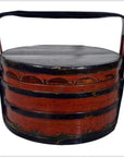 19th Century Chinese Two-Colored Bamboo and Wood Tiered Lunch Basket-1. Asian & Chinese Furniture, Art, Antiques, Vintage Home Décor for sale at FEA Home