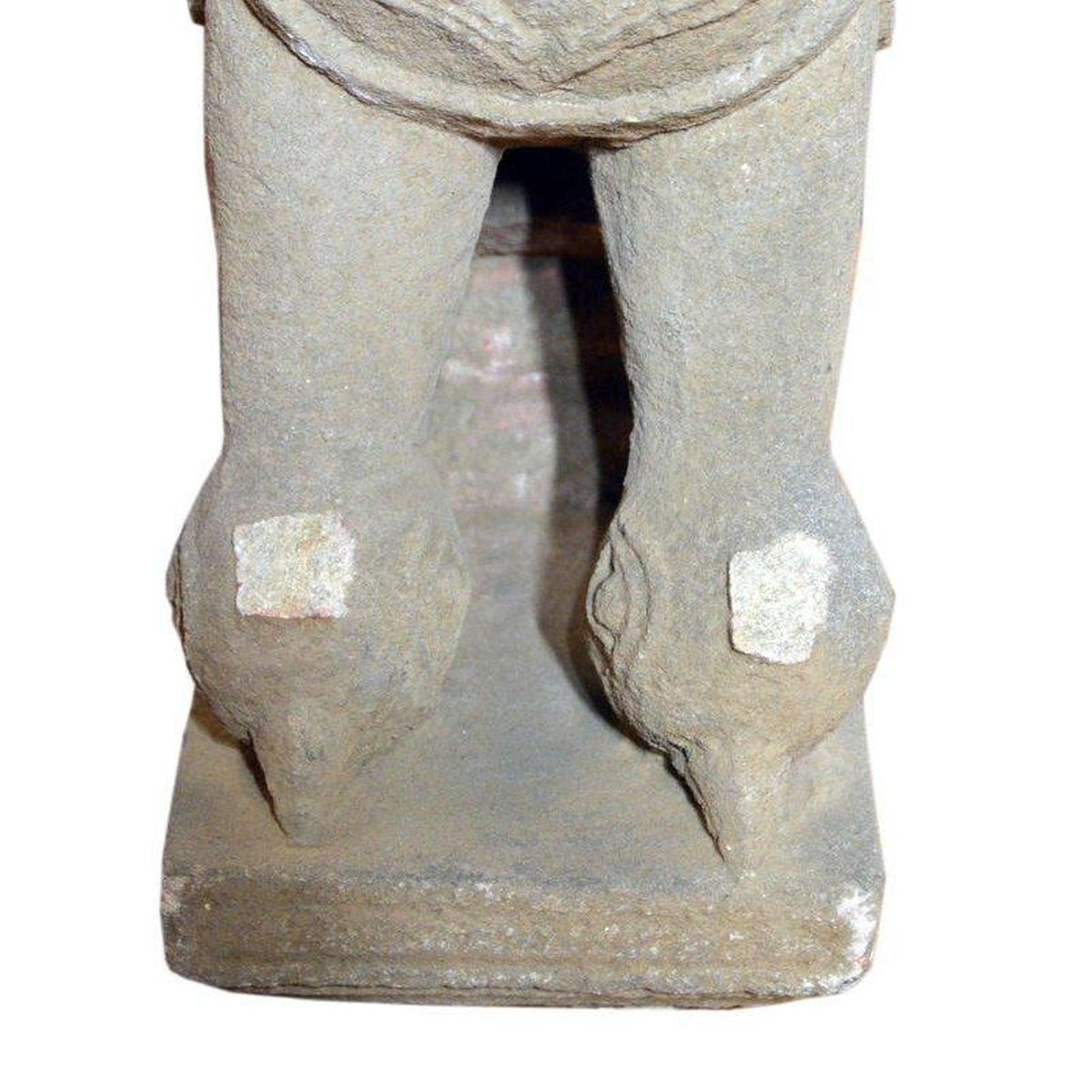 19th Century Hand-Carved Stone Sphinx Sculpture with Tiara and Earrings-10. Asian & Chinese Furniture, Art, Antiques, Vintage Home Décor for sale at FEA Home