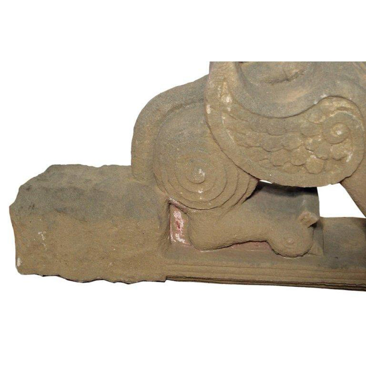19th Century Hand-Carved Stone Sphinx Sculpture with Tiara and Earrings-4. Asian & Chinese Furniture, Art, Antiques, Vintage Home Décor for sale at FEA Home