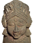 19th Century Hand-Carved Stone Sphinx Sculpture with Tiara and Earrings-8. Asian & Chinese Furniture, Art, Antiques, Vintage Home Décor for sale at FEA Home