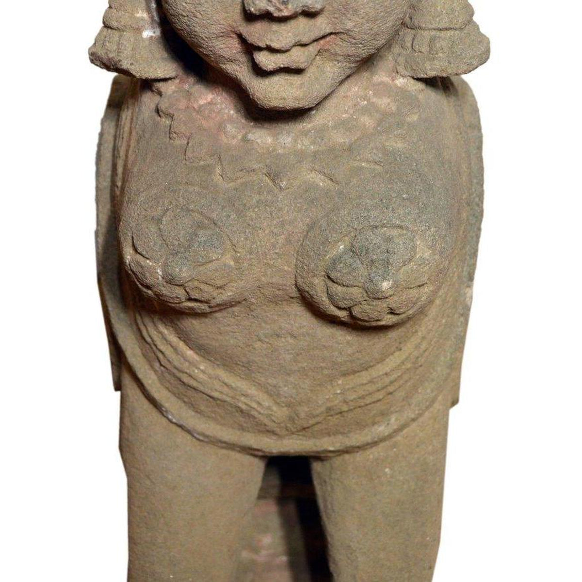 19th Century Hand-Carved Stone Sphinx Sculpture with Tiara and Earrings-9. Asian & Chinese Furniture, Art, Antiques, Vintage Home Décor for sale at FEA Home
