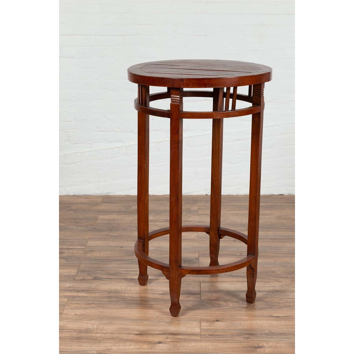 19th Century Indonesian Round Pedestal Table with Pierced Apron and Stretchers-11. Asian & Chinese Furniture, Art, Antiques, Vintage Home Décor for sale at FEA Home