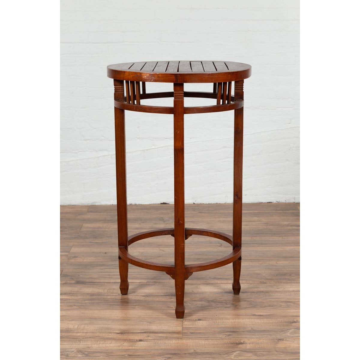 19th Century Indonesian Round Pedestal Table with Pierced Apron and Stretchers-12. Asian & Chinese Furniture, Art, Antiques, Vintage Home Décor for sale at FEA Home