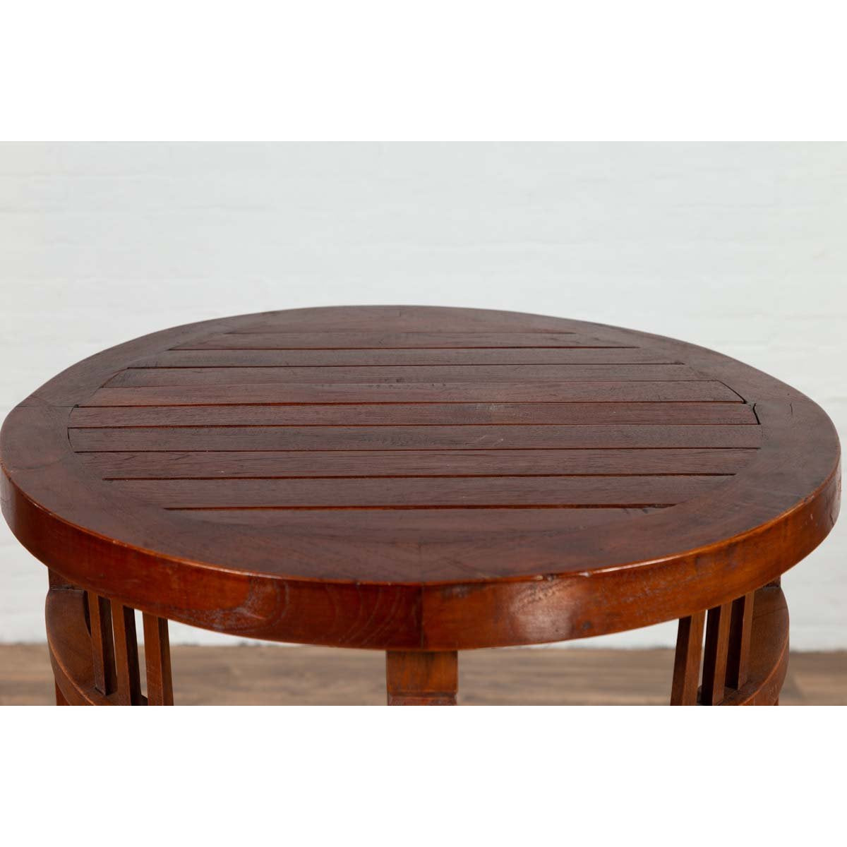 19th Century Indonesian Round Pedestal Table with Pierced Apron and Stretchers-6. Asian & Chinese Furniture, Art, Antiques, Vintage Home Décor for sale at FEA Home