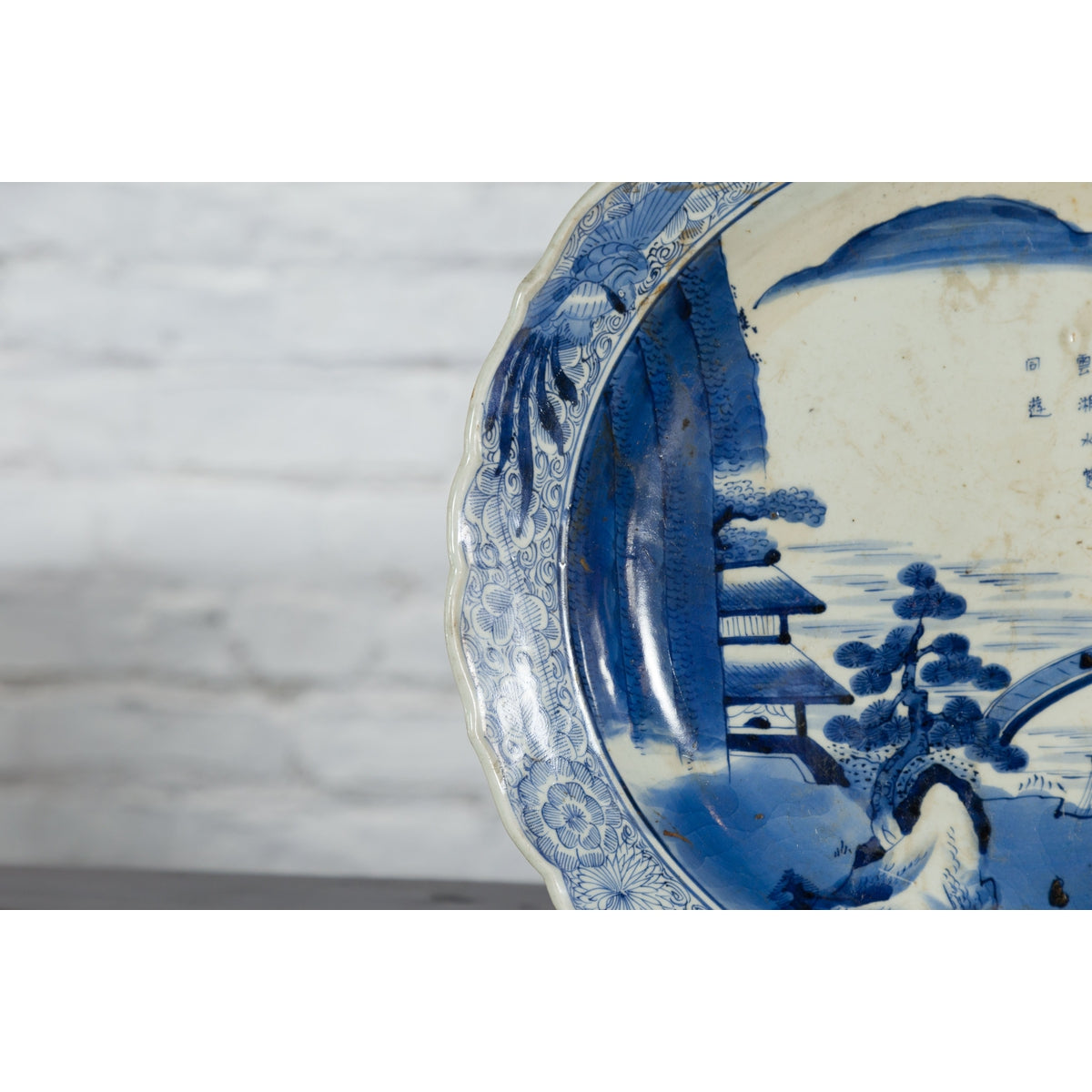 19th Century Japanese Porcelain Imari Plate with Painted Blue and White Décor-6. Asian & Chinese Furniture, Art, Antiques, Vintage Home Décor for sale at FEA Home