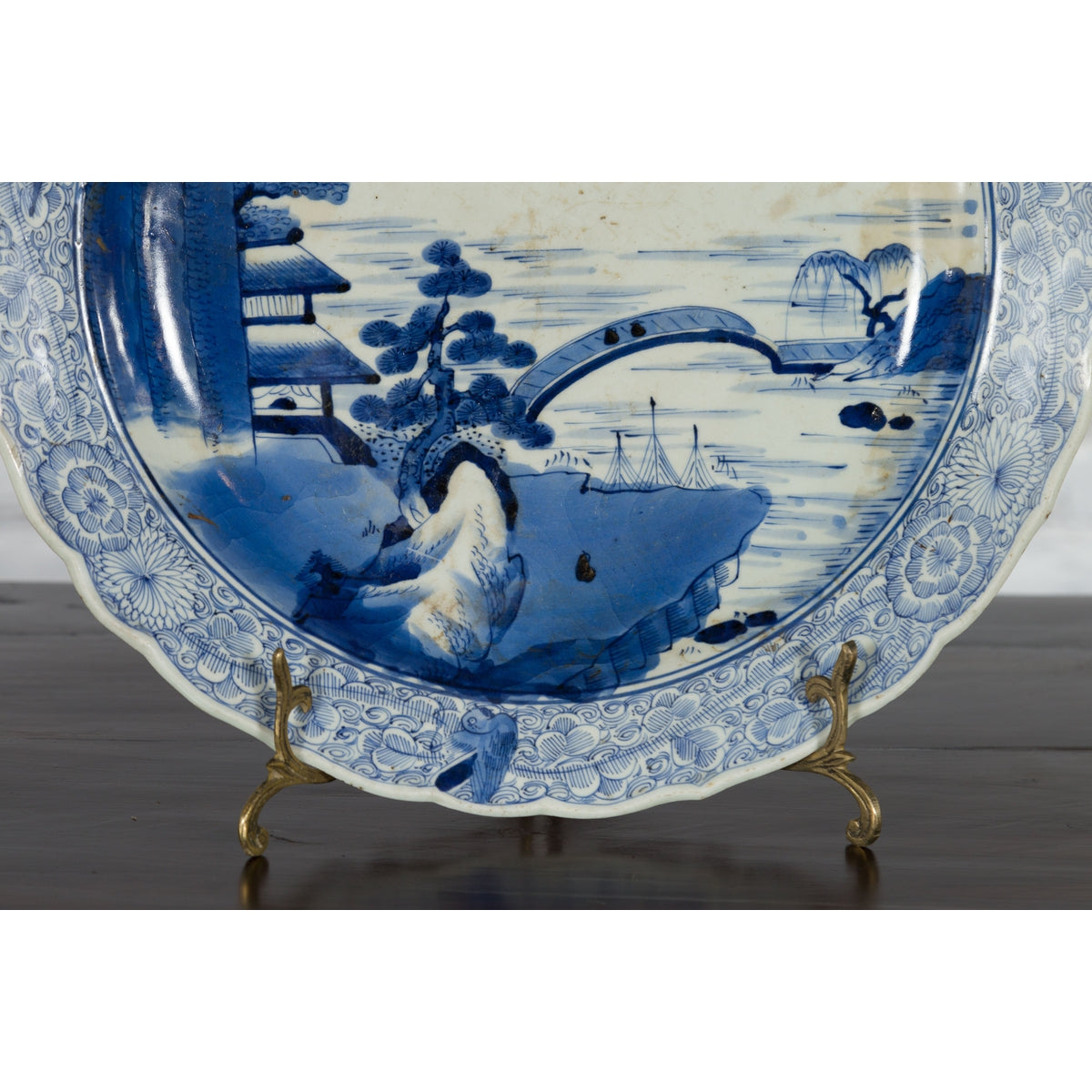 19th Century Japanese Porcelain Imari Plate with Painted Blue and White Décor-7. Asian & Chinese Furniture, Art, Antiques, Vintage Home Décor for sale at FEA Home