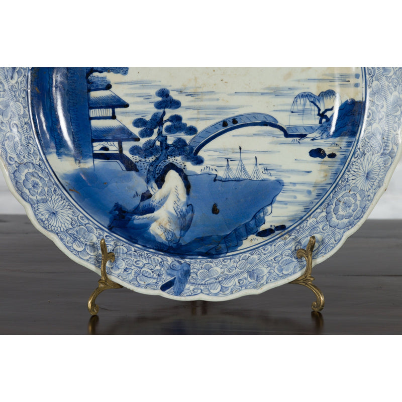 19th Century Japanese Porcelain Imari Plate with Painted Blue and White Décor-YNE865-7. Asian & Chinese Furniture, Art, Antiques, Vintage Home Décor for sale at FEA Home