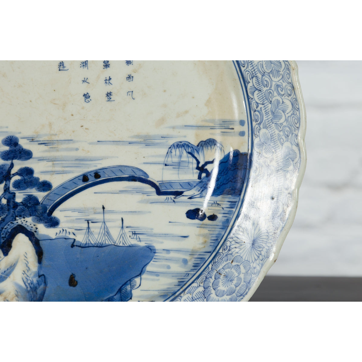 19th Century Japanese Porcelain Imari Plate with Painted Blue and White Décor-8. Asian & Chinese Furniture, Art, Antiques, Vintage Home Décor for sale at FEA Home