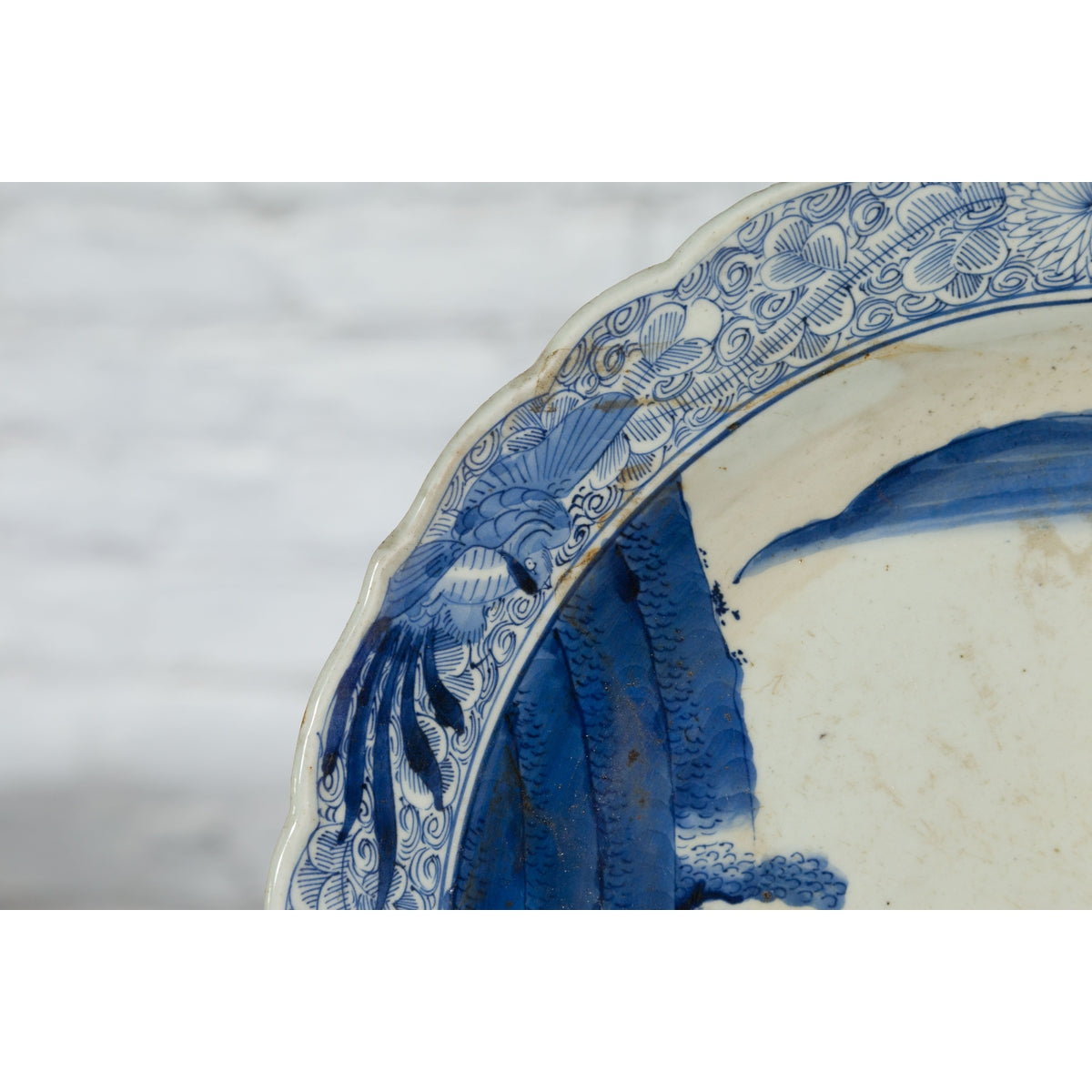 19th Century Japanese Porcelain Imari Plate with Painted Blue and White Décor-9. Asian & Chinese Furniture, Art, Antiques, Vintage Home Décor for sale at FEA Home