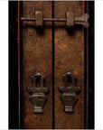 19th Century Red and Black Chinese Armoire with Calligraphy and Brass-5. Asian & Chinese Furniture, Art, Antiques, Vintage Home Décor for sale at FEA Home