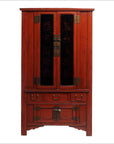 19th Century Red and Black Chinese Armoire with Calligraphy and Brass-1. Asian & Chinese Furniture, Art, Antiques, Vintage Home Décor for sale at FEA Home