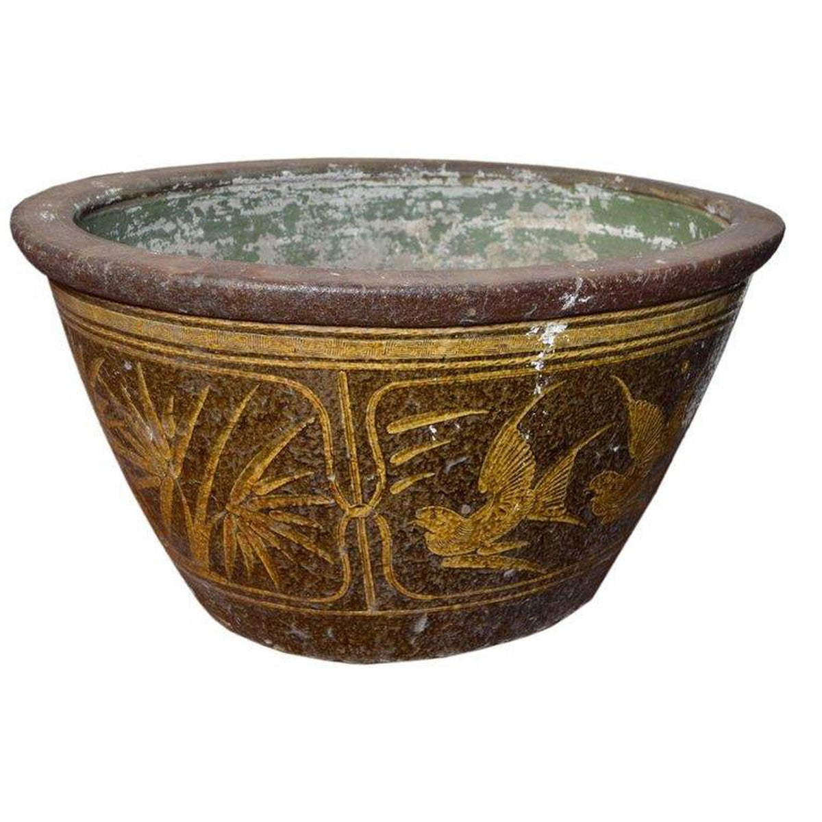 19th Century Southern Chinese Painted Ceramic Bathtub from Annan with Greek Key-5. Asian & Chinese Furniture, Art, Antiques, Vintage Home Décor for sale at FEA Home