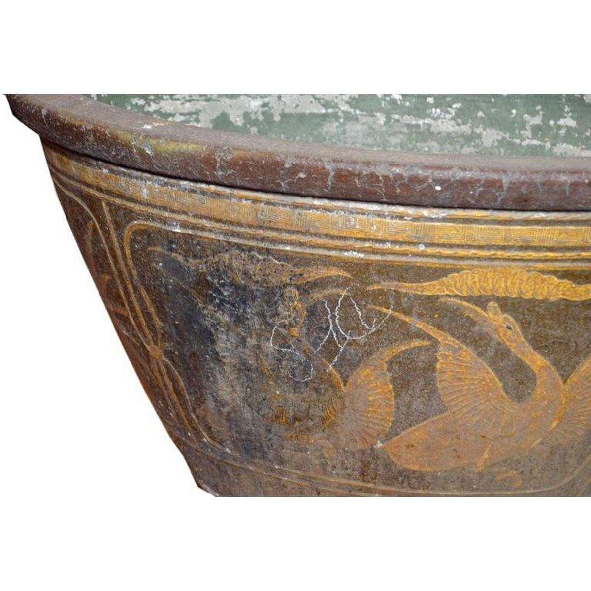19th Century Southern Chinese Painted Ceramic Bathtub from Annan with Greek Key-7. Asian & Chinese Furniture, Art, Antiques, Vintage Home Décor for sale at FEA Home