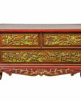 19th Century Madurese Polychrome Three-Drawer Dresser with Carved Floral Motif-1. Asian & Chinese Furniture, Art, Antiques, Vintage Home Décor for sale at FEA Home