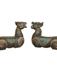 Pair of Antique Northern Thai Carved and Polychrome Mythical Guardian Animals-1. Asian & Chinese Furniture, Art, Antiques, Vintage Home Décor for sale at FEA Home