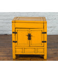 20th Century Vintage Bedside Cabinet with Yellow Lacquer and Lift Top-2. Asian & Chinese Furniture, Art, Antiques, Vintage Home Décor for sale at FEA Home