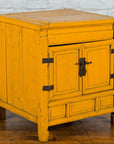 20th Century Vintage Bedside Cabinet with Yellow Lacquer and Lift Top-3. Asian & Chinese Furniture, Art, Antiques, Vintage Home Décor for sale at FEA Home