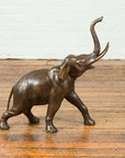 Contemporary Bronze Sculpture of a Trumpeting Elephant with Trunk Up-7. Asian & Chinese Furniture, Art, Antiques, Vintage Home Décor for sale at FEA Home