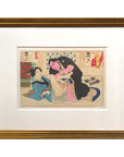 Antique Japanese Erotic Shunga Woodblock Print of a Couple in Gilt Frame-1. Asian & Chinese Furniture, Art, Antiques, Vintage Home Décor for sale at FEA Home