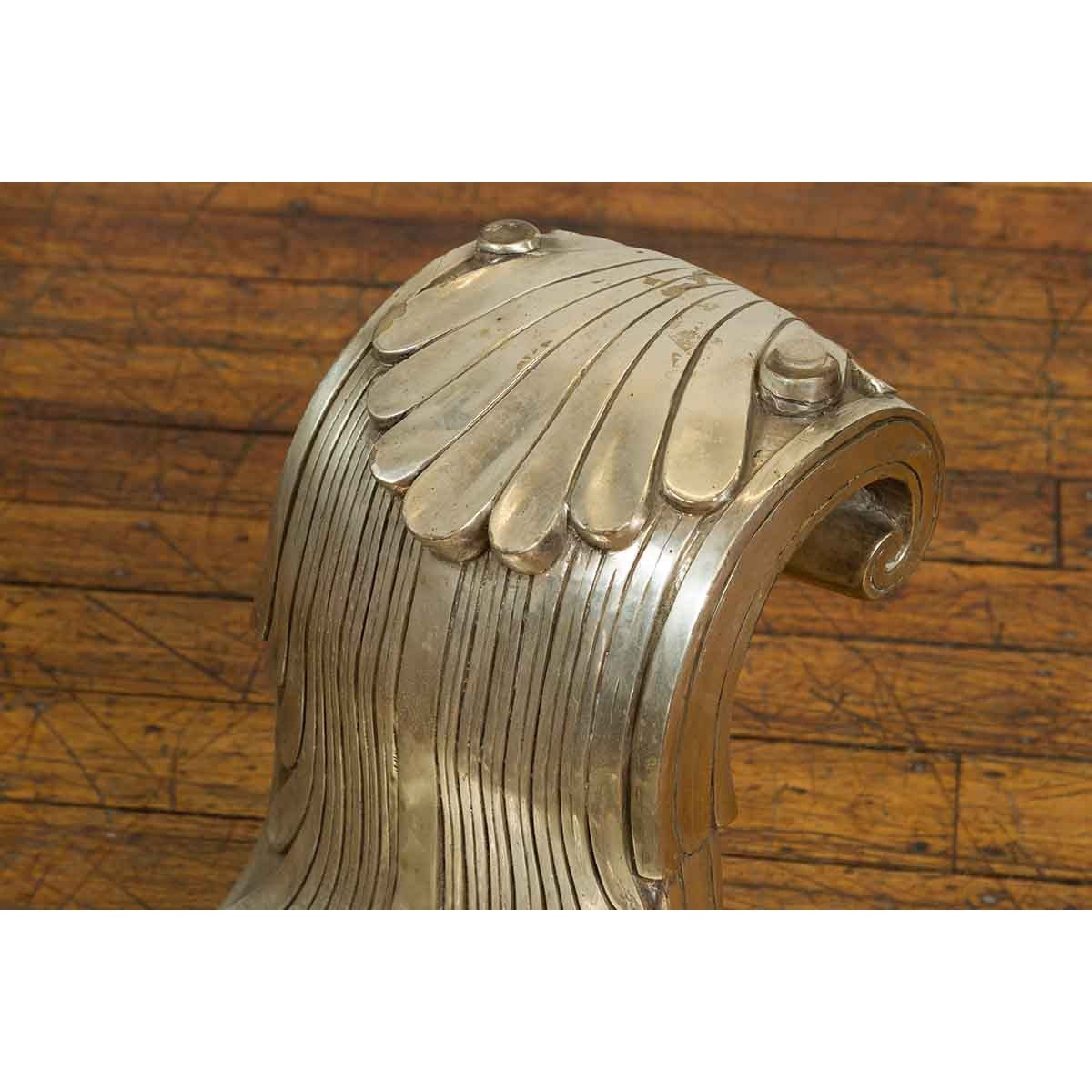Silver Waves Contemporary Bronze Coffee Table Base-8. Asian & Chinese Furniture, Art, Antiques, Vintage Home Décor for sale at FEA Home