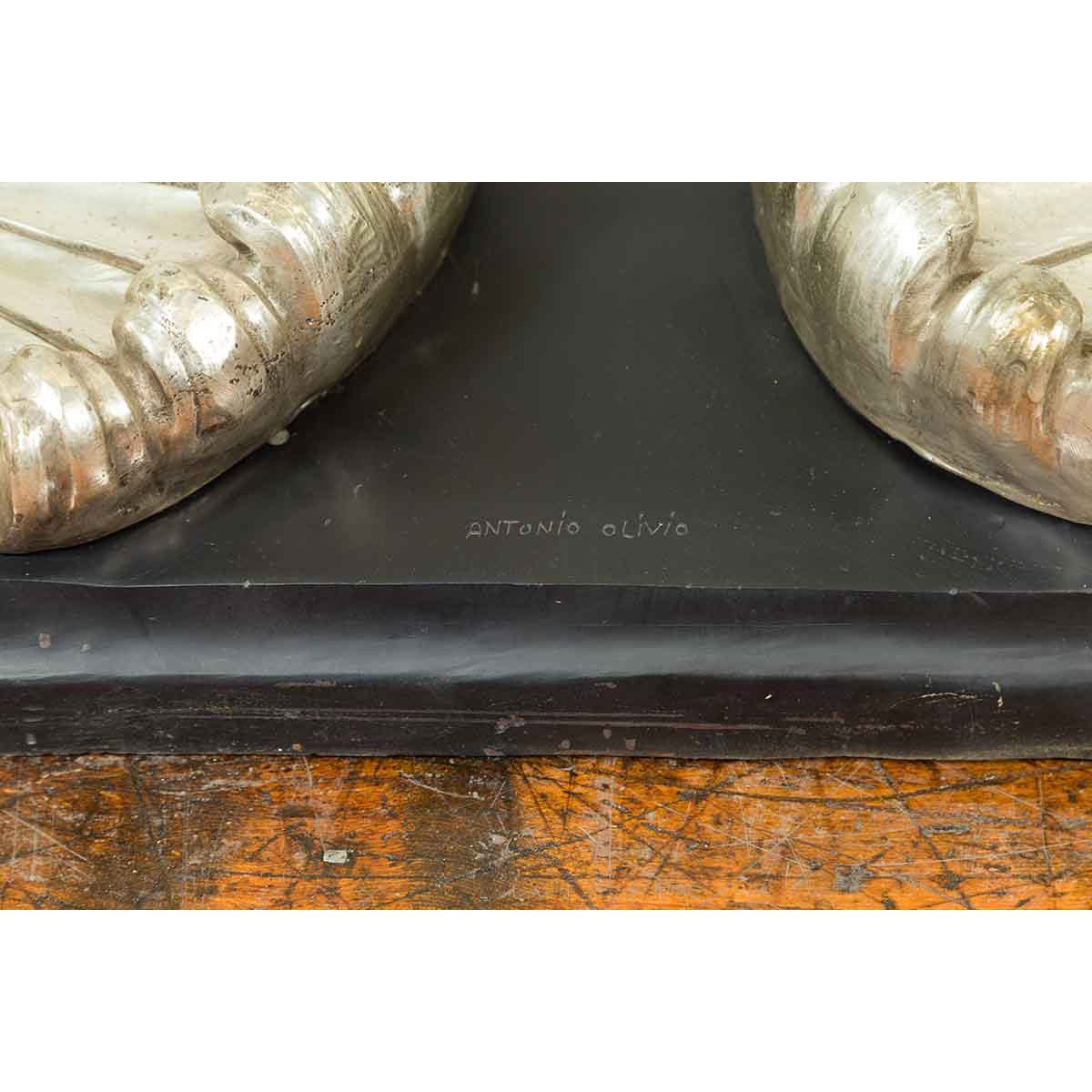 Silver Waves Contemporary Bronze Coffee Table Base-11. Asian & Chinese Furniture, Art, Antiques, Vintage Home Décor for sale at FEA Home