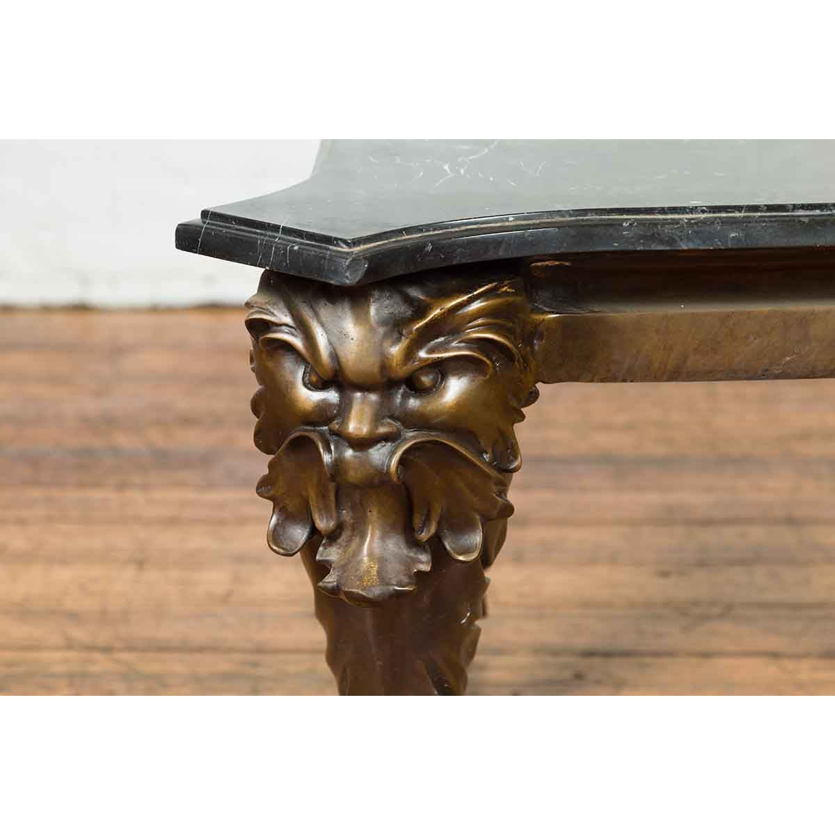 Vintage Renaissance Style Side Table with Grotesque Motifs and Black Marble Top-11. Asian & Chinese Furniture, Art, Antiques, Vintage Home Décor for sale at FEA Home