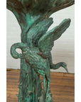 Contemporary Cast Bronze Planter with Cranes and Verdigris Patina-10. Asian & Chinese Furniture, Art, Antiques, Vintage Home Décor for sale at FEA Home