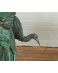 Contemporary Cast Bronze Planter with Cranes and Verdigris Patina-12. Asian & Chinese Furniture, Art, Antiques, Vintage Home Décor for sale at FEA Home