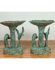 Contemporary Cast Bronze Planter with Cranes and Verdigris Patina-4. Asian & Chinese Furniture, Art, Antiques, Vintage Home Décor for sale at FEA Home