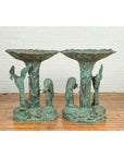 Contemporary Cast Bronze Planter with Cranes and Verdigris Patina-5. Asian & Chinese Furniture, Art, Antiques, Vintage Home Décor for sale at FEA Home