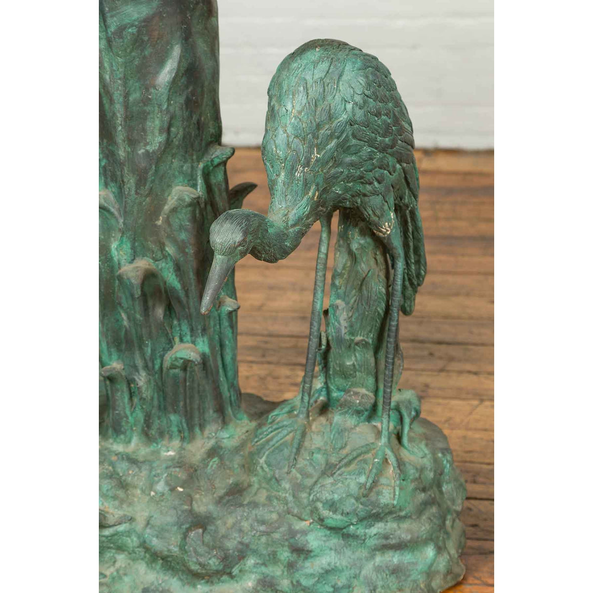 Contemporary Cast Bronze Planter with Cranes and Verdigris Patina-13. Asian & Chinese Furniture, Art, Antiques, Vintage Home Décor for sale at FEA Home