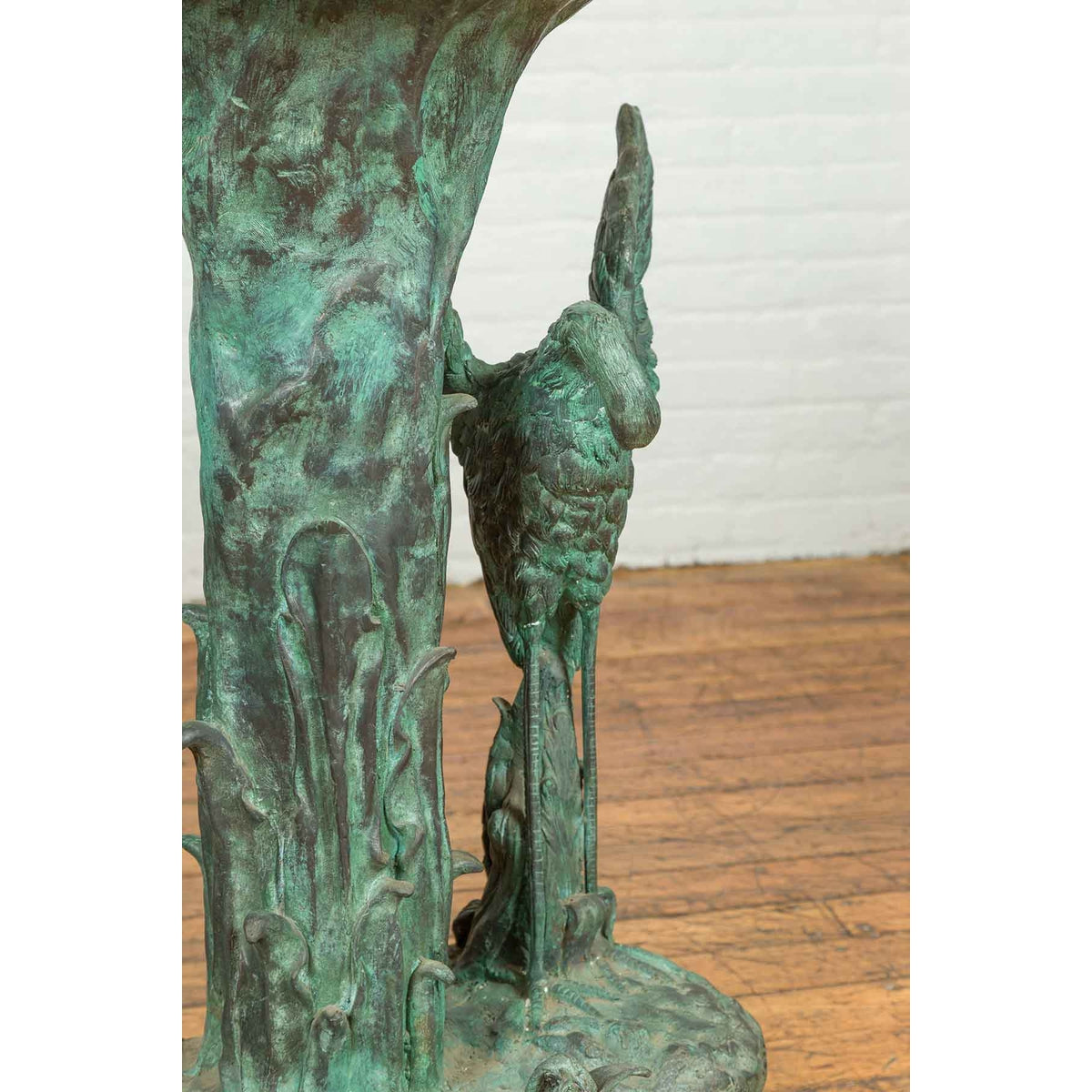 Contemporary Cast Bronze Planter with Cranes and Verdigris Patina-16. Asian & Chinese Furniture, Art, Antiques, Vintage Home Décor for sale at FEA Home