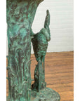 Contemporary Cast Bronze Planter with Cranes and Verdigris Patina-16. Asian & Chinese Furniture, Art, Antiques, Vintage Home Décor for sale at FEA Home