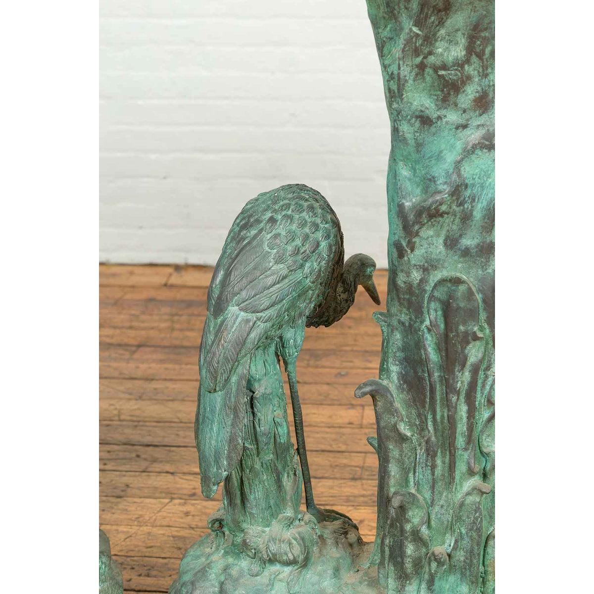 Contemporary Cast Bronze Planter with Cranes and Verdigris Patina-17. Asian & Chinese Furniture, Art, Antiques, Vintage Home Décor for sale at FEA Home