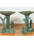 Contemporary Cast Bronze Planter with Cranes and Verdigris Patina-2. Asian & Chinese Furniture, Art, Antiques, Vintage Home Décor for sale at FEA Home