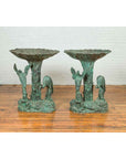 Contemporary Cast Bronze Planter with Cranes and Verdigris Patina-3. Asian & Chinese Furniture, Art, Antiques, Vintage Home Décor for sale at FEA Home