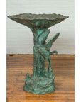 Contemporary Cast Bronze Planter with Cranes and Verdigris Patina-8. Asian & Chinese Furniture, Art, Antiques, Vintage Home Décor for sale at FEA Home