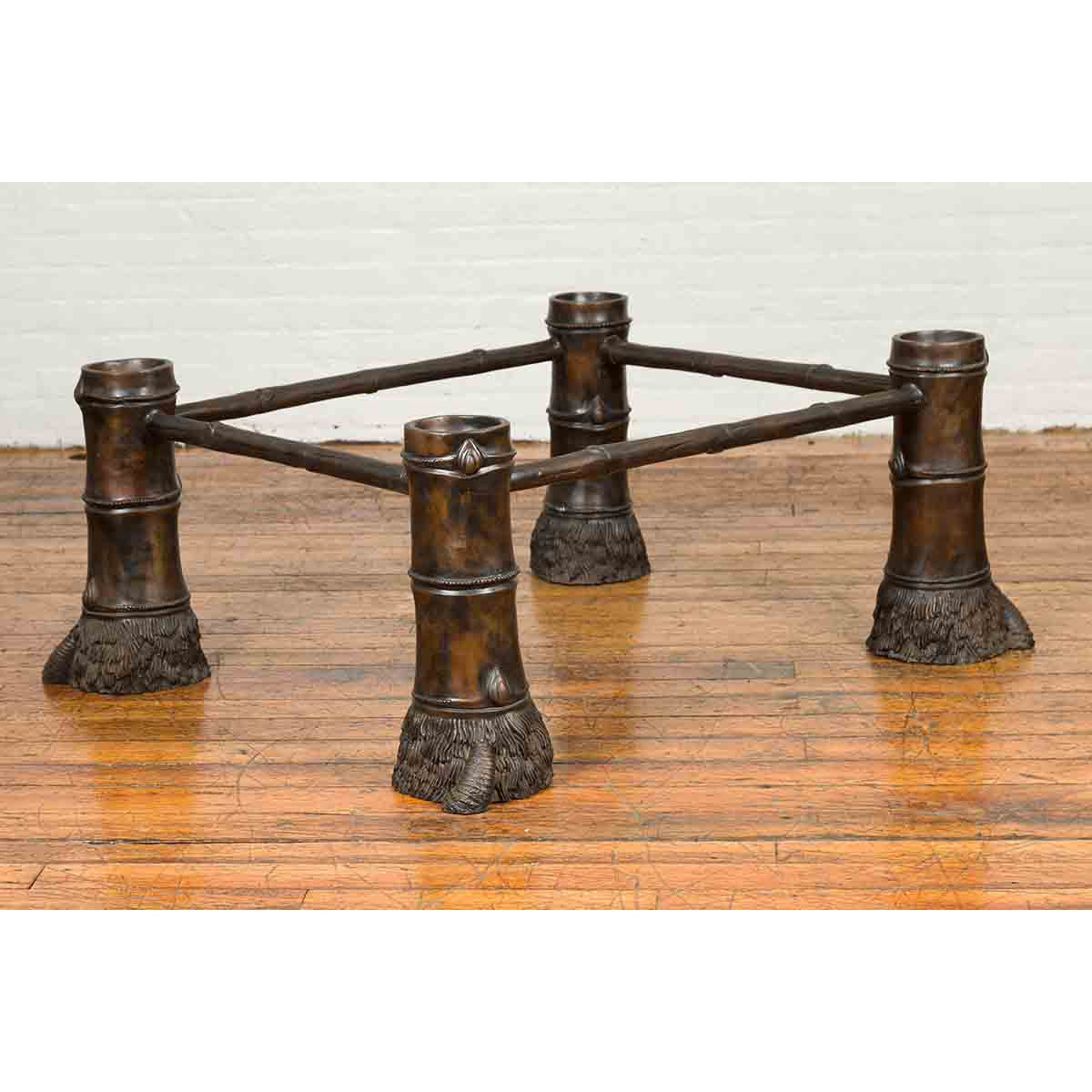 Contemporary Bronze Coffee Table Base with Large Hoof Feet with Brown Patina-4. Asian & Chinese Furniture, Art, Antiques, Vintage Home Décor for sale at FEA Home