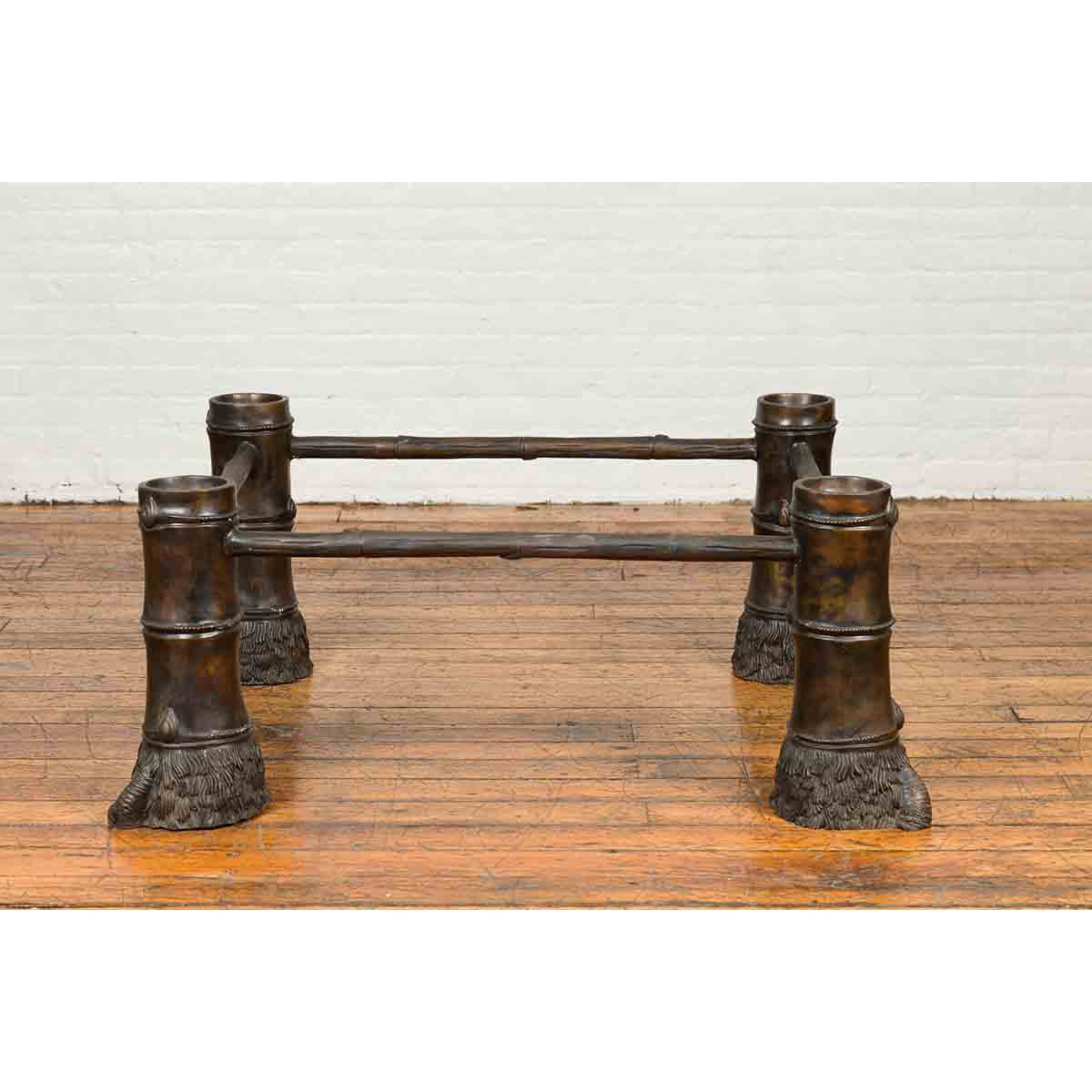 Contemporary Bronze Coffee Table Base with Large Hoof Feet with Brown Patina-12. Asian & Chinese Furniture, Art, Antiques, Vintage Home Décor for sale at FEA Home